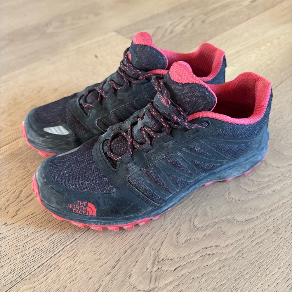 The North Face Black and Red Trail Shoes